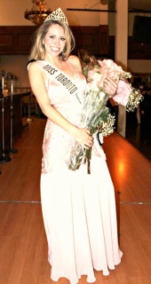 Alana Kindree wearing Miss Toronto Tourism ribbon