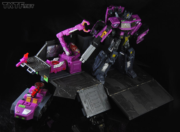 BTS Nemesis Motion Base in base mode with Shattered Glass Optimus Prime